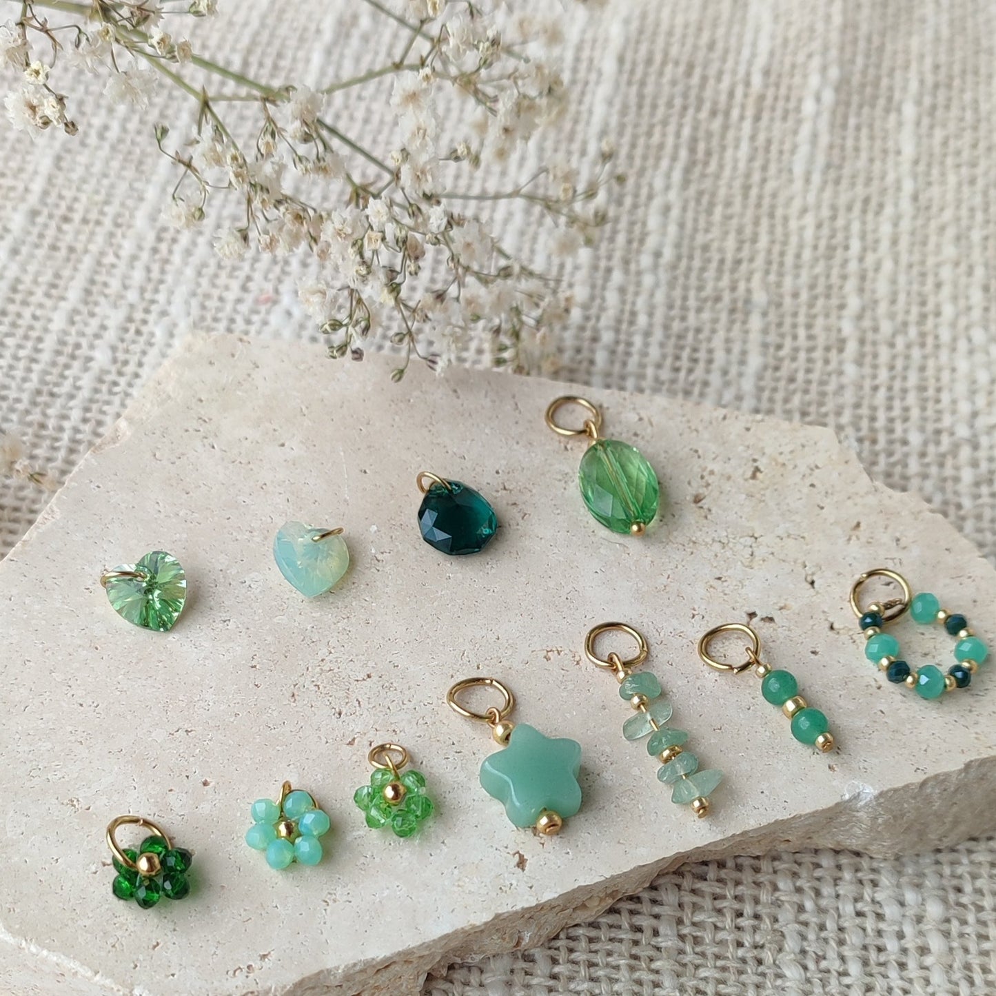 Nos charms , tons verts / création