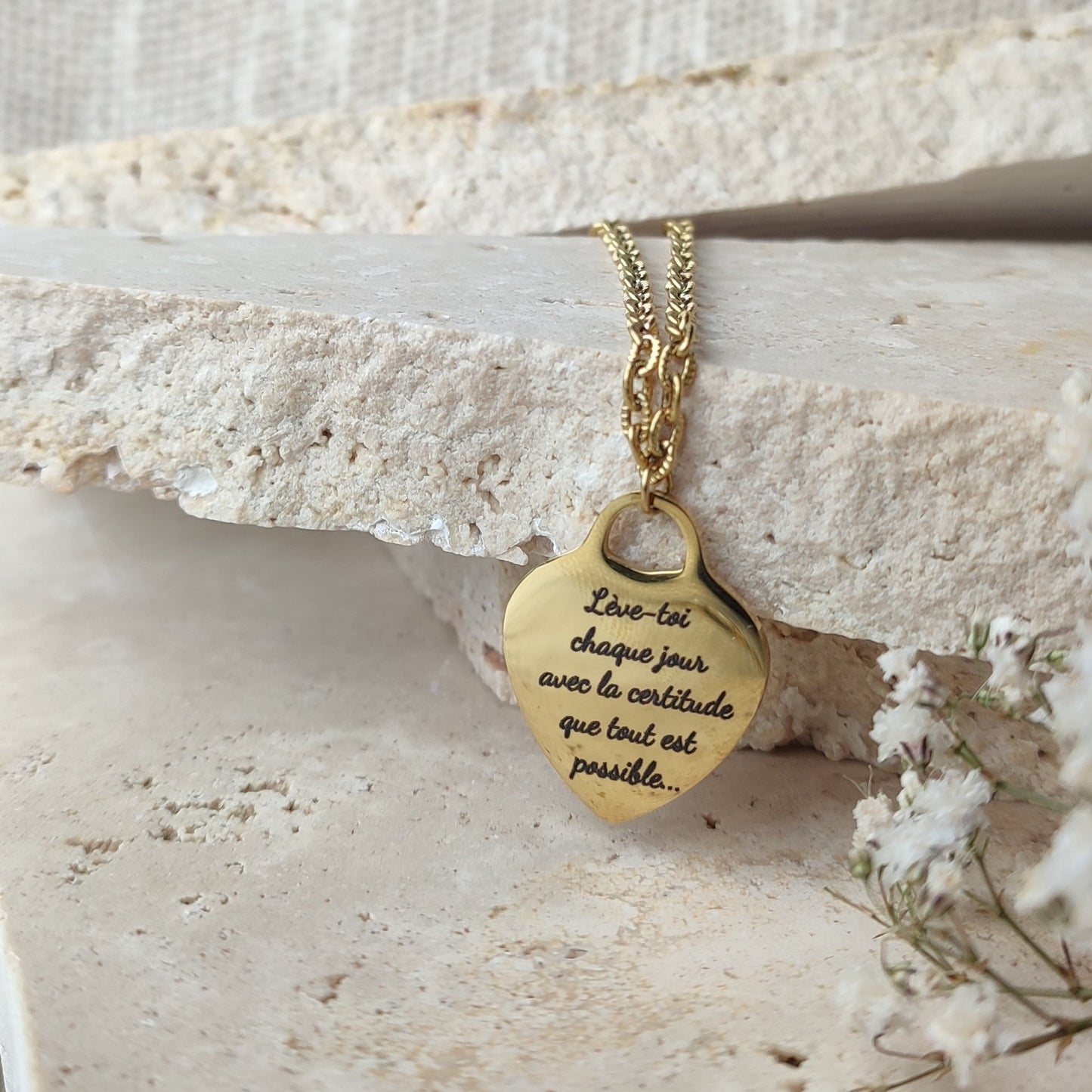 Collier à graver coeur / Création