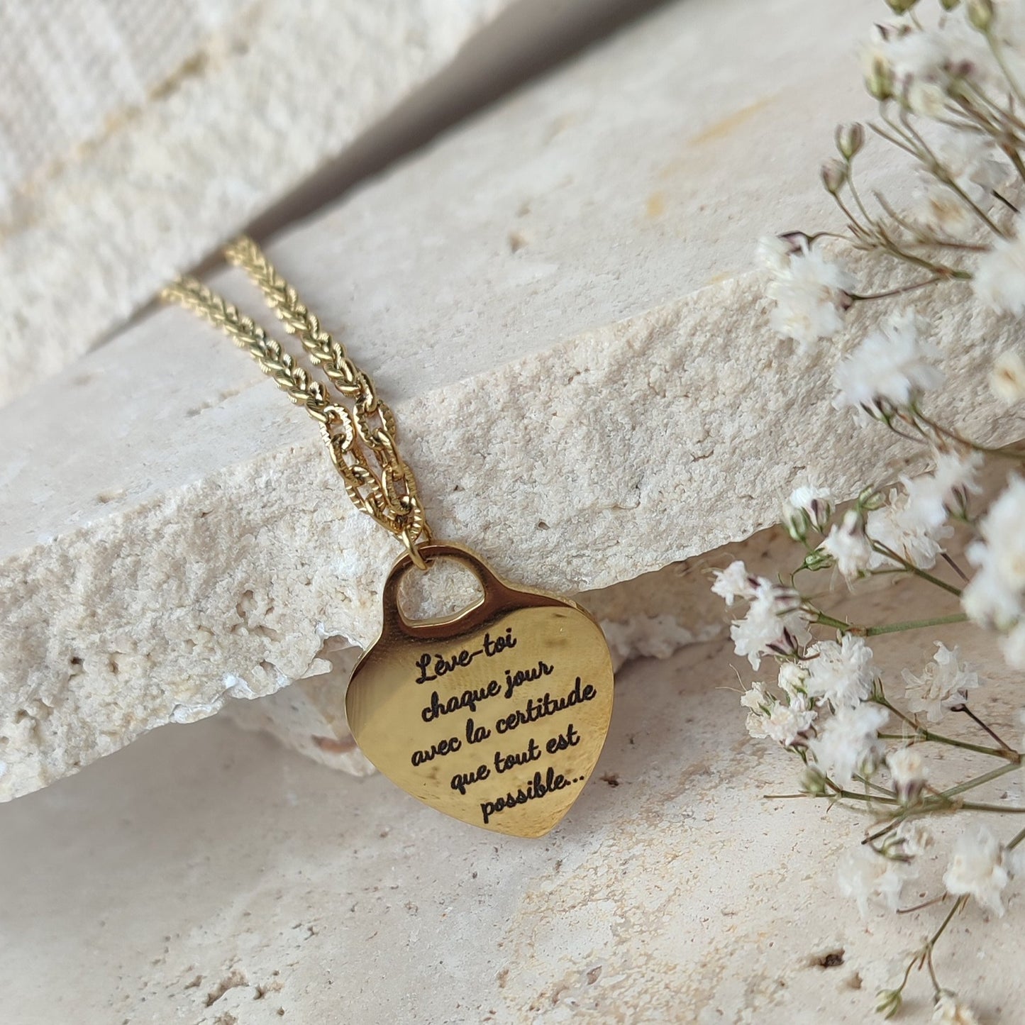 Collier à graver coeur / Création