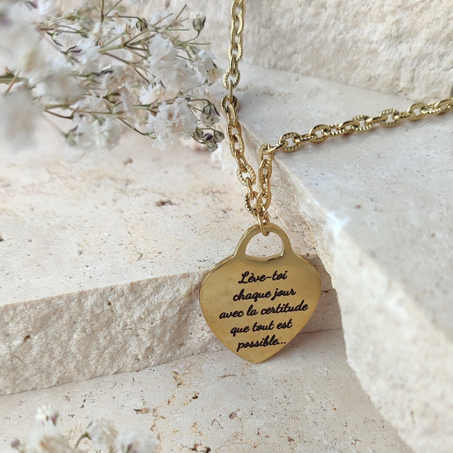 Collier à graver coeur / Création