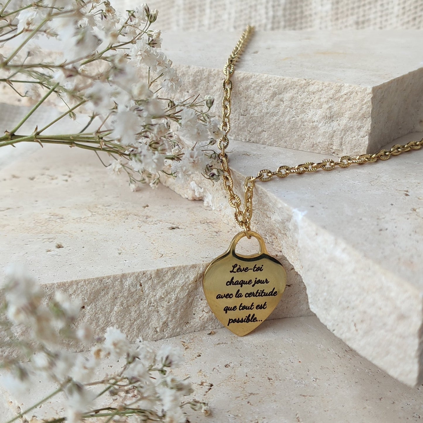 Collier à graver coeur / Création