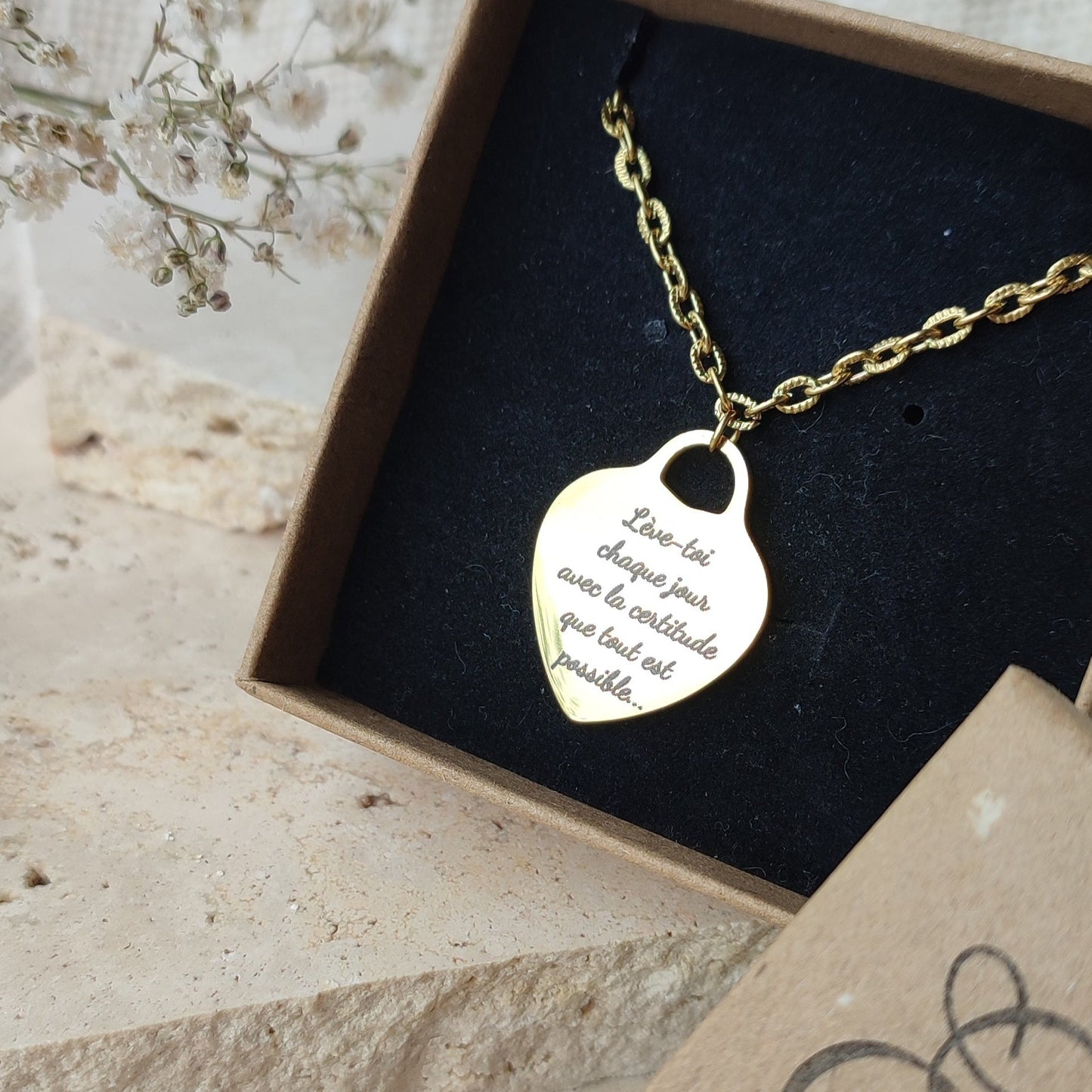 Collier à graver coeur / Création