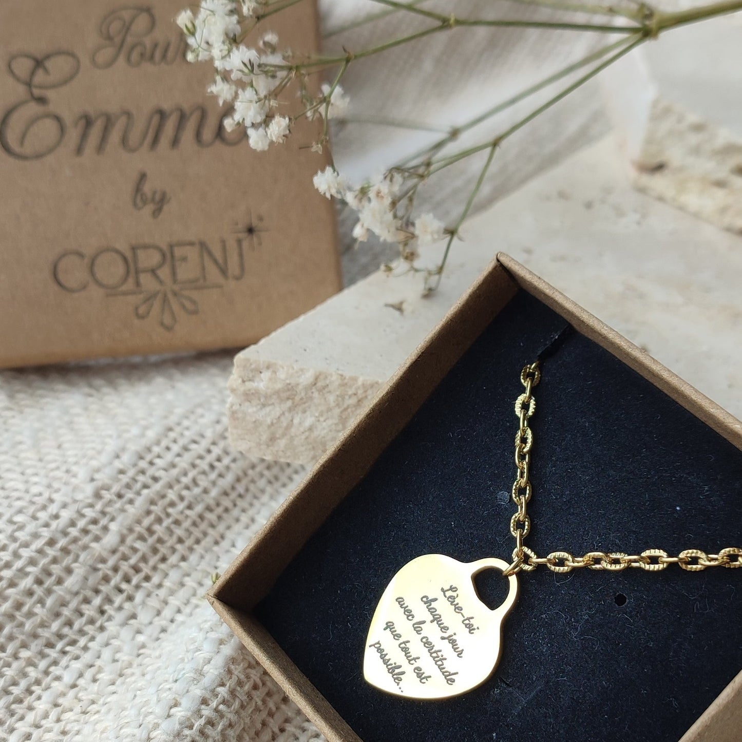 Collier à graver coeur / Création