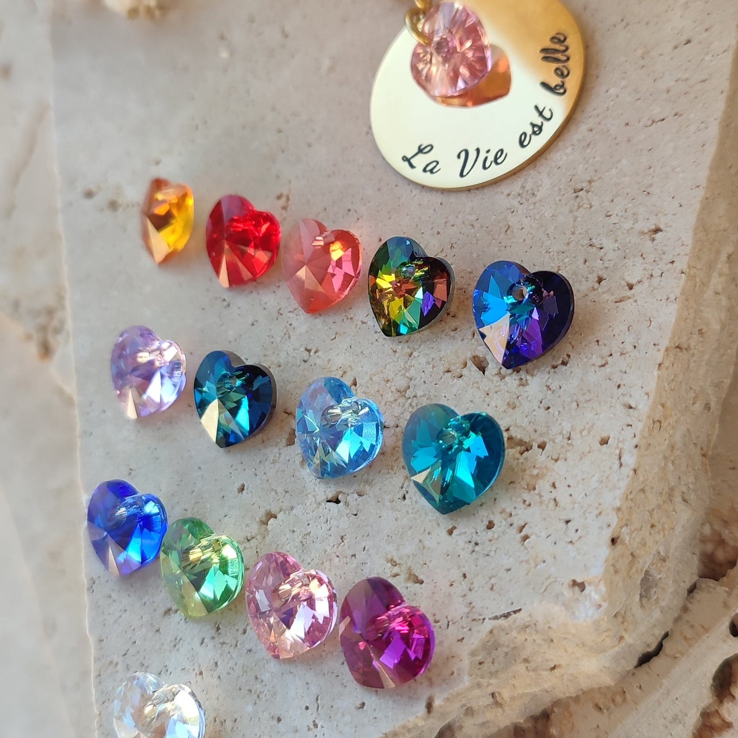 Collier à graver coeur cristal : Création