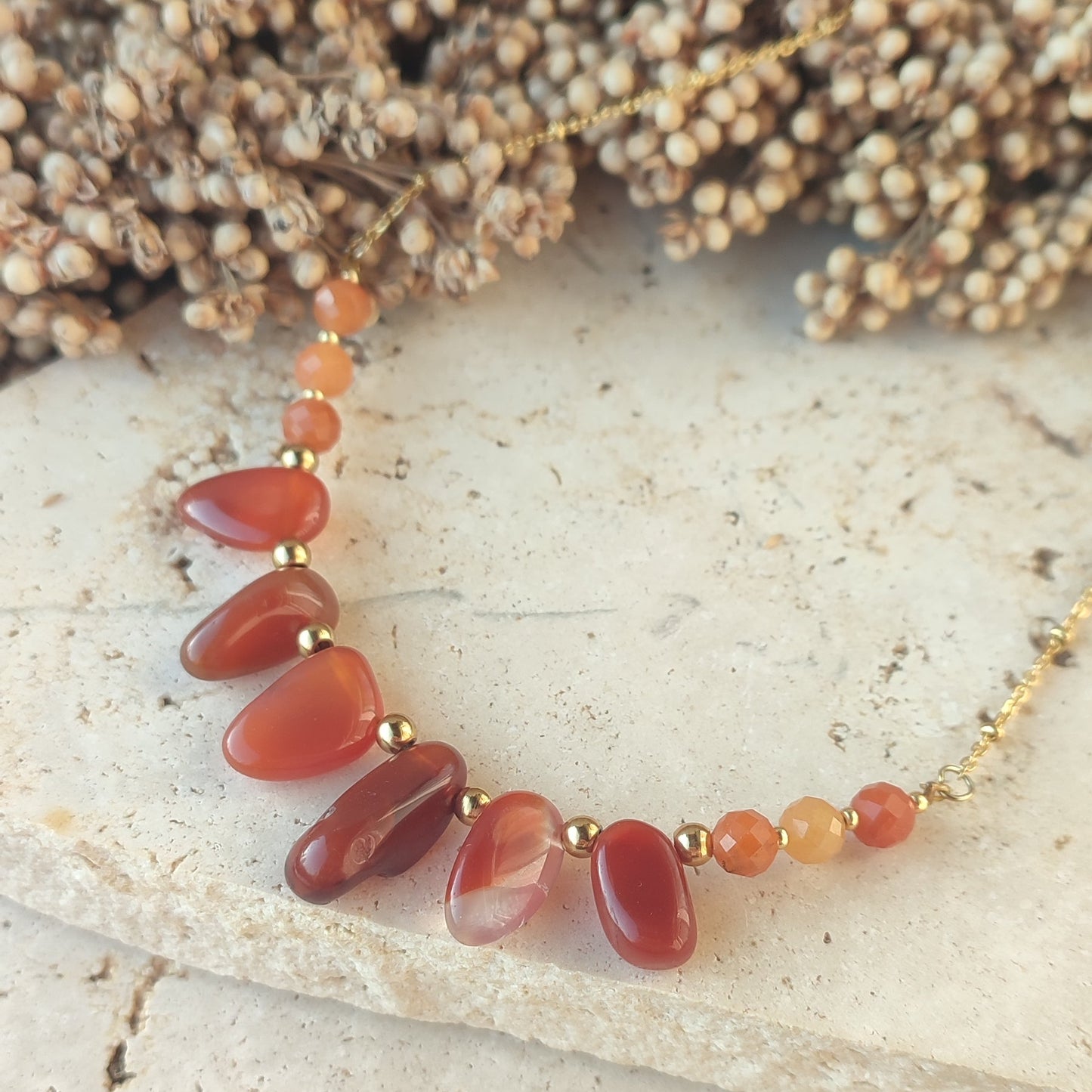 Collier Drop cornaline ; création