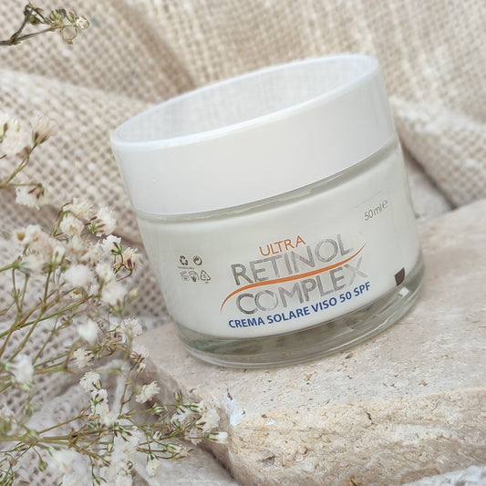 Crème hydratante solaire spf50 rétinol et acide hyaluraunique