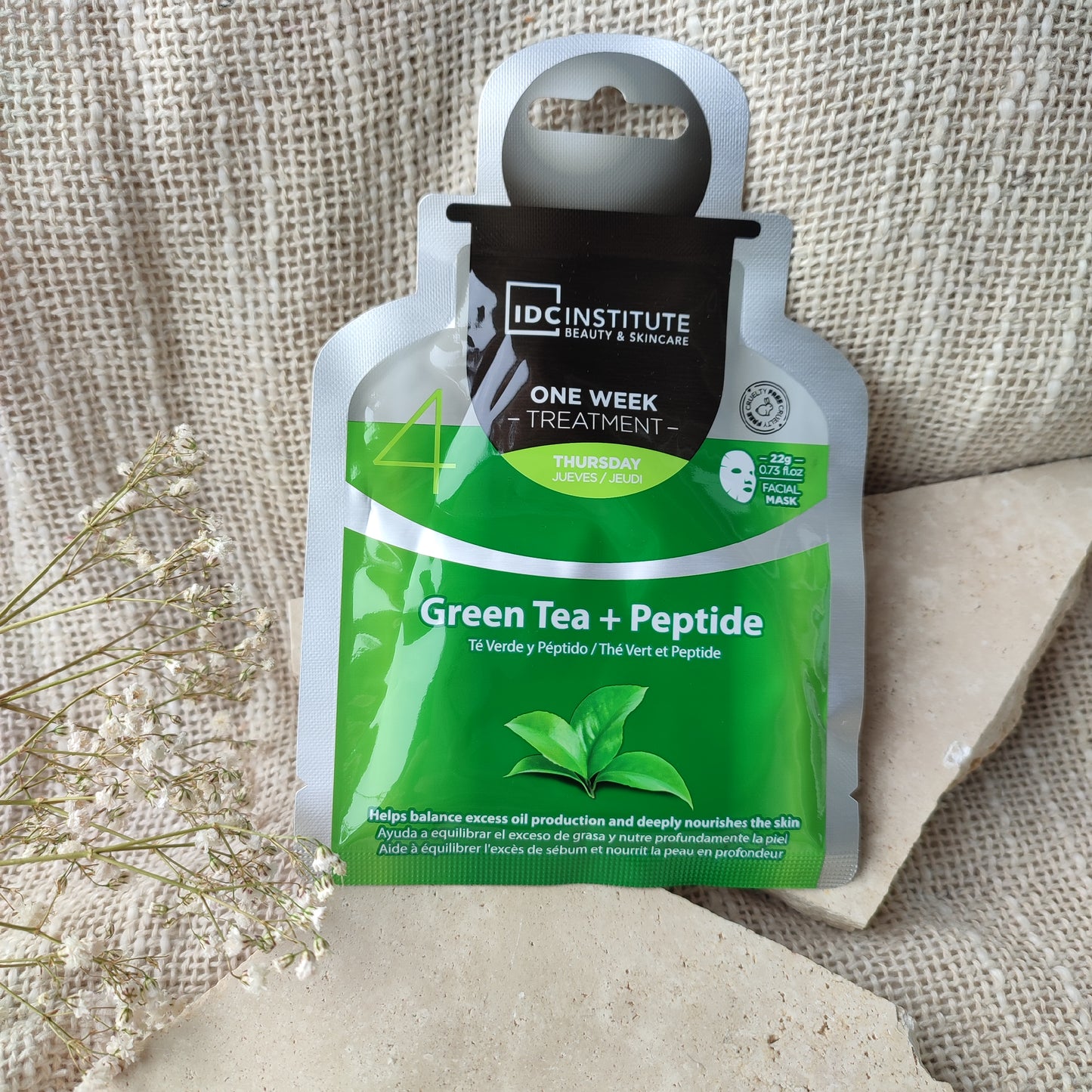 Masque visage hydratant thé vert et peptide