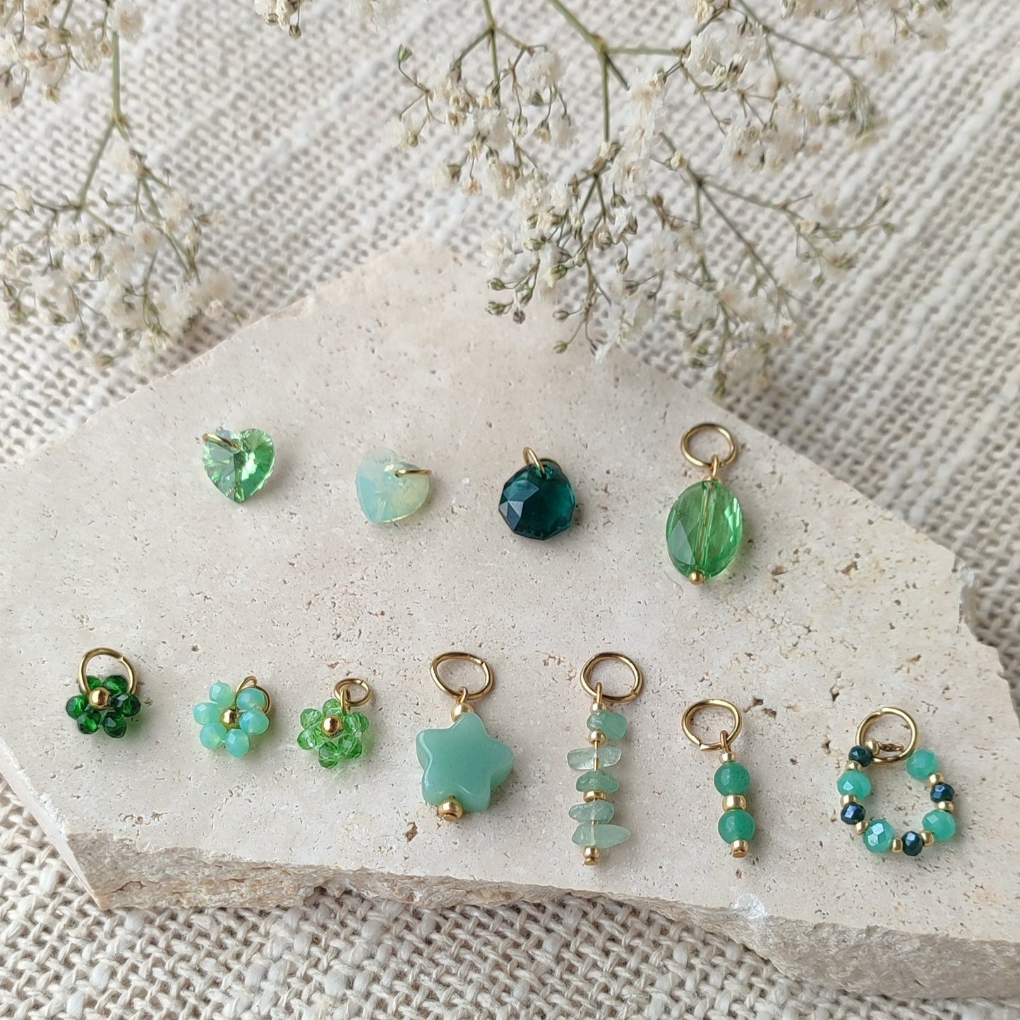 Nos charms , tons verts / création