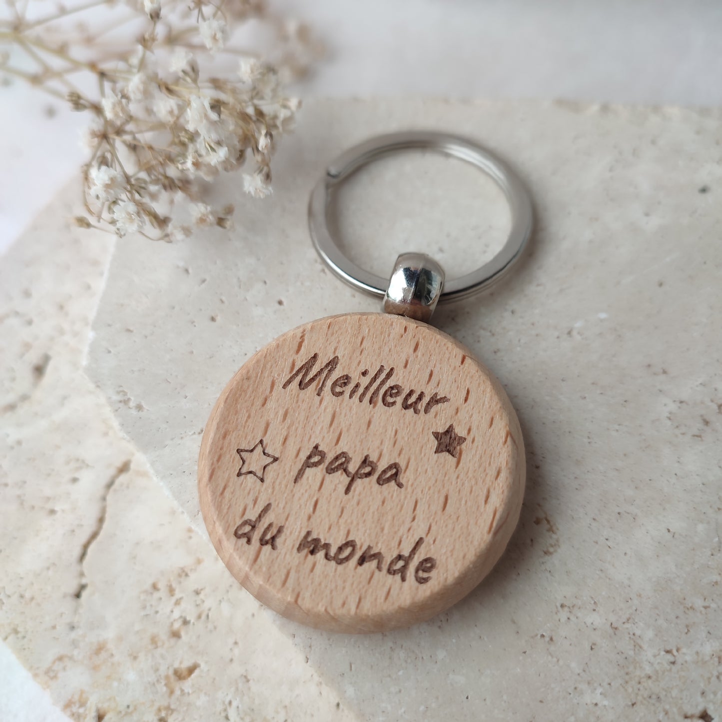 Porte clés en bois à graver rond