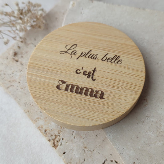 Miroir de poche  à graver en bois