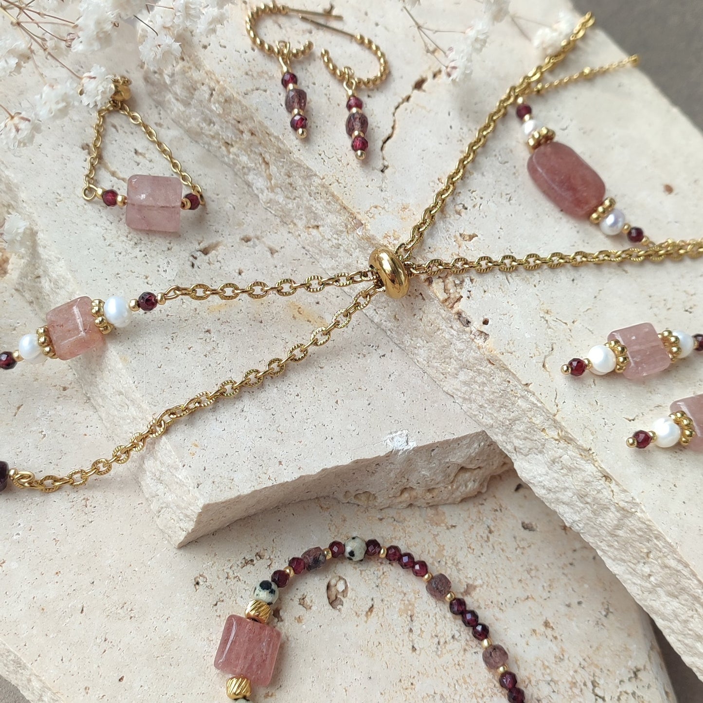 Collier  modulable Roséa Y ; création