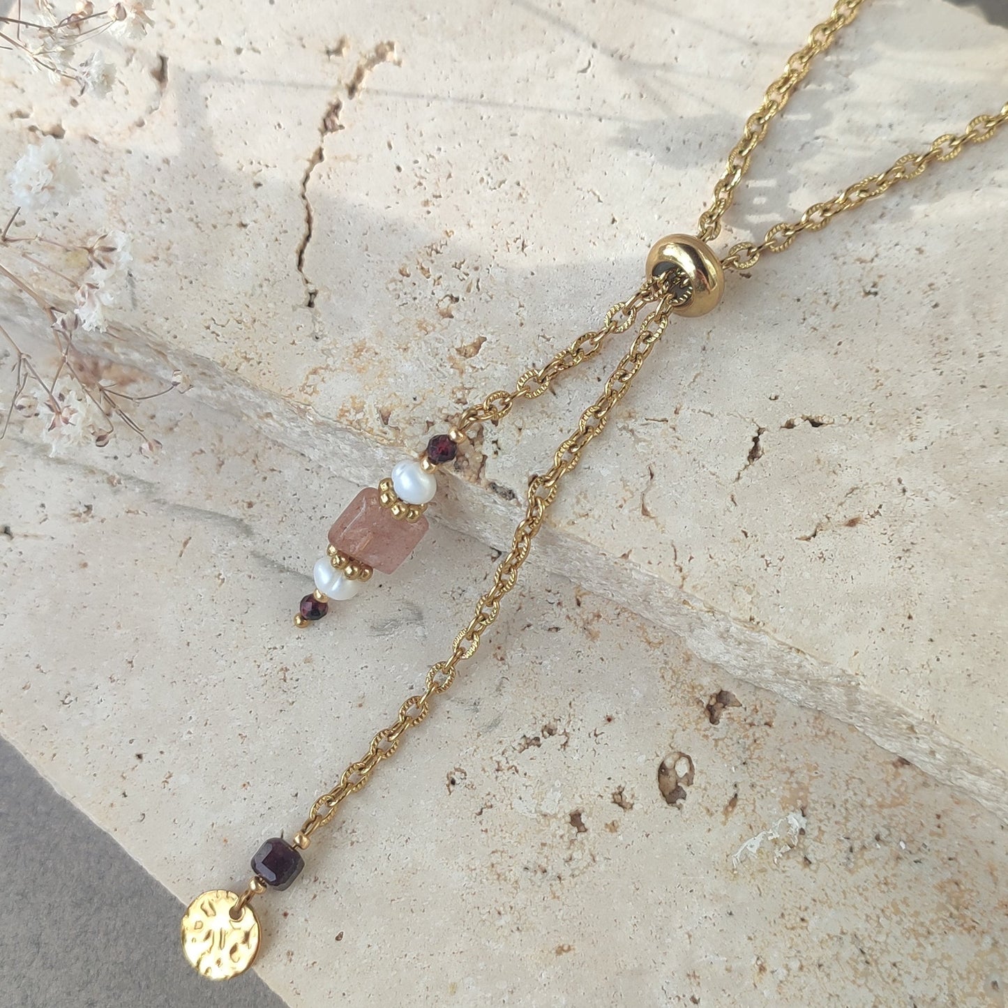 Collier  modulable Roséa Y ; création