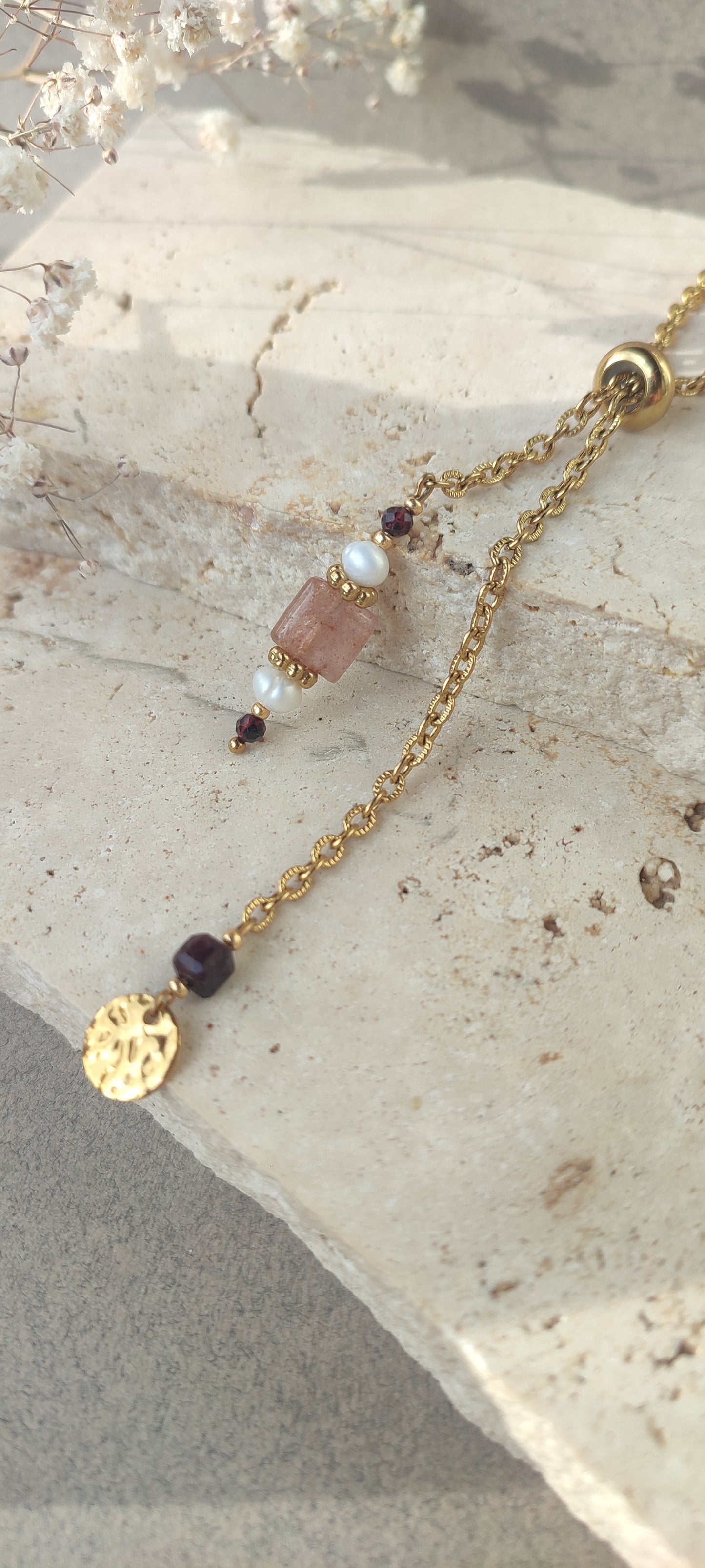 Collier  modulable Roséa Y ; création