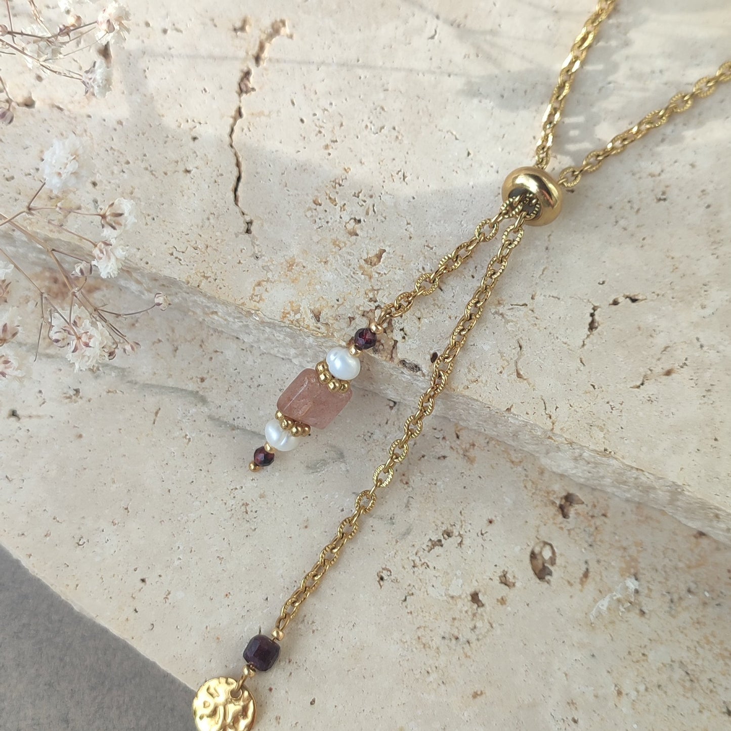 Collier  modulable Roséa Y ; création