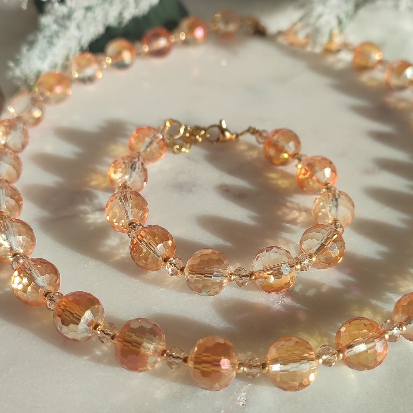 Collier Etincelle champagne ; création