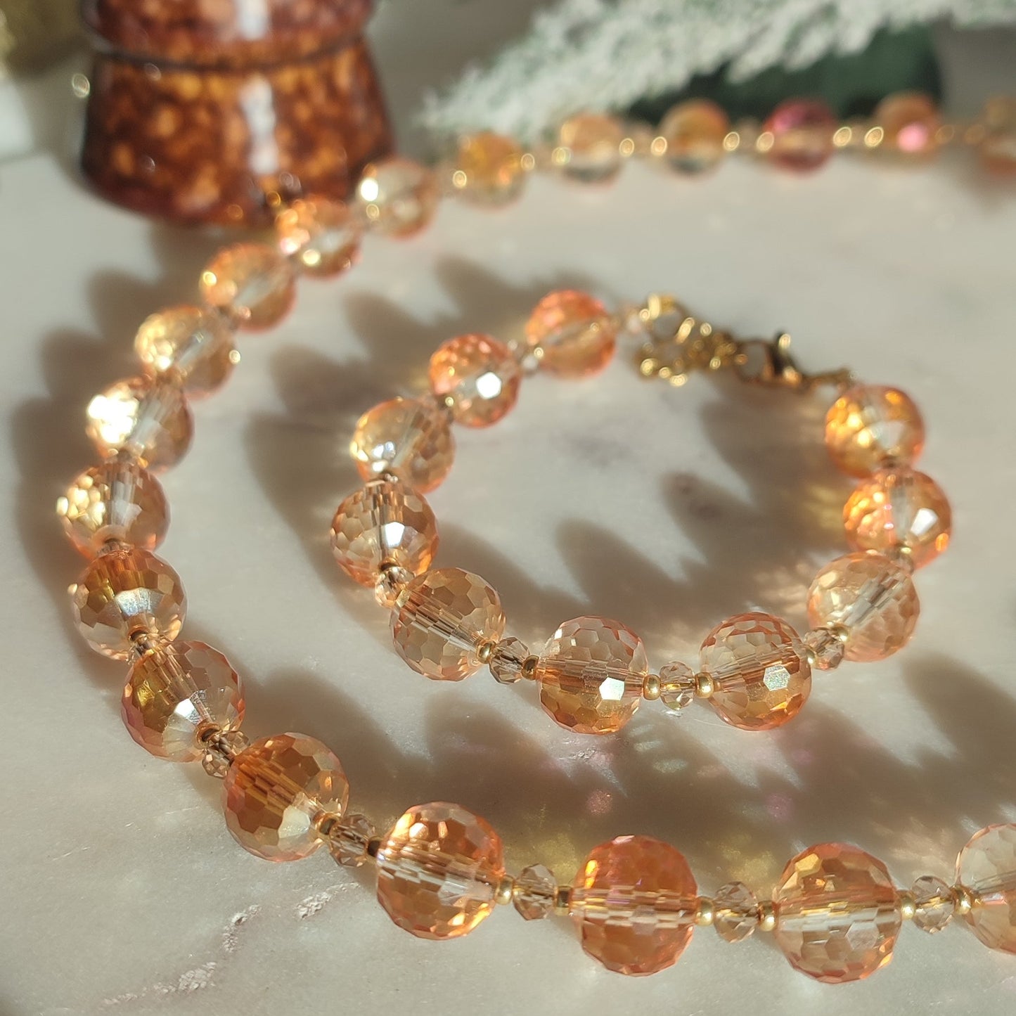Collier Etincelle champagne ; création