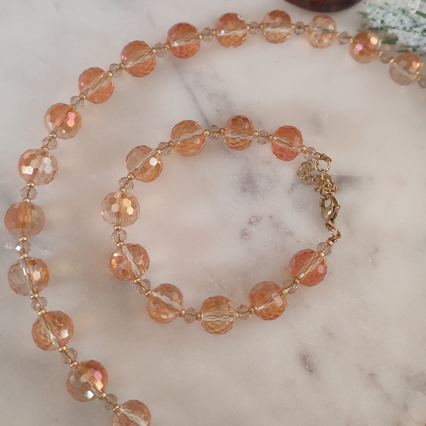 Collier Etincelle champagne ; création