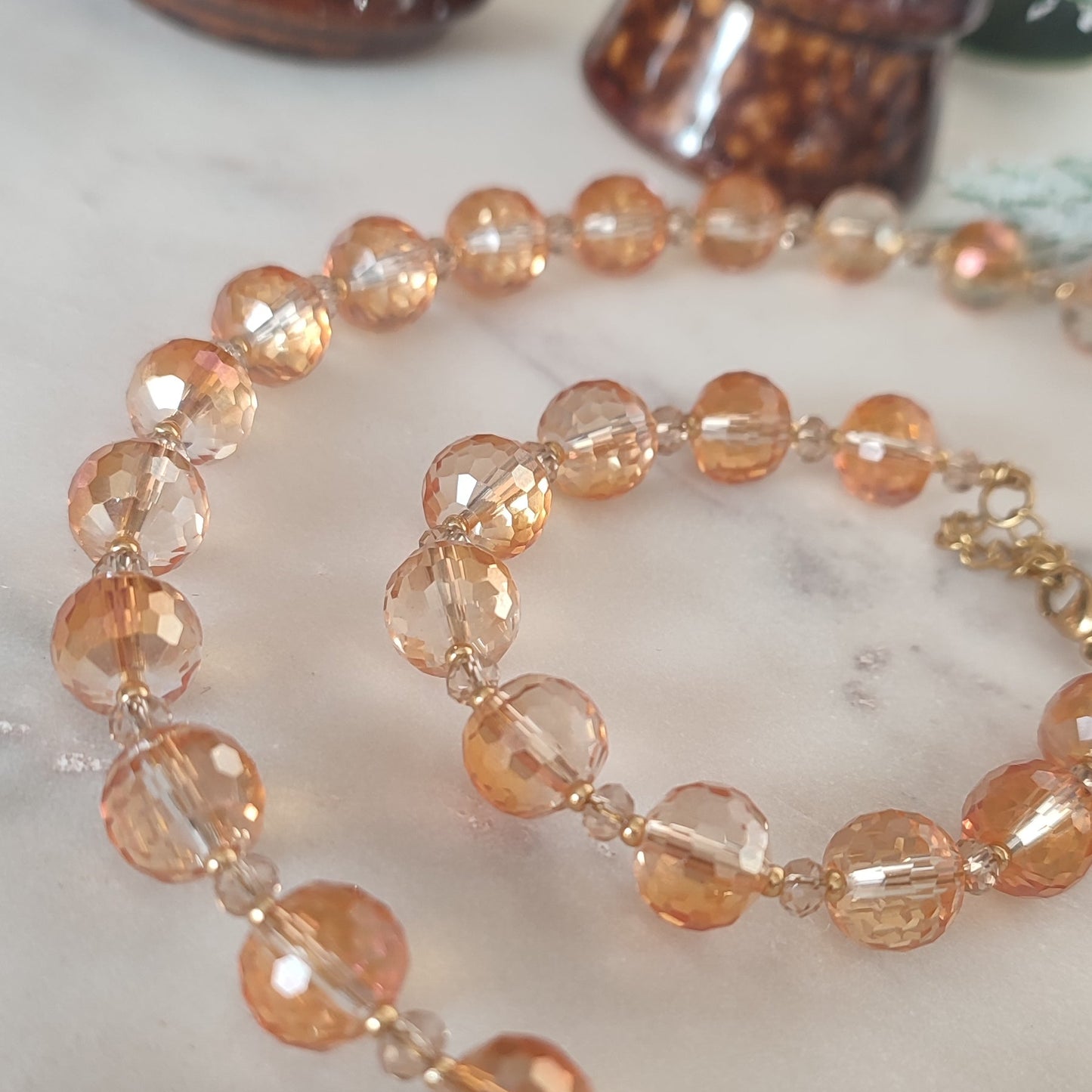 Collier Etincelle champagne ; création
