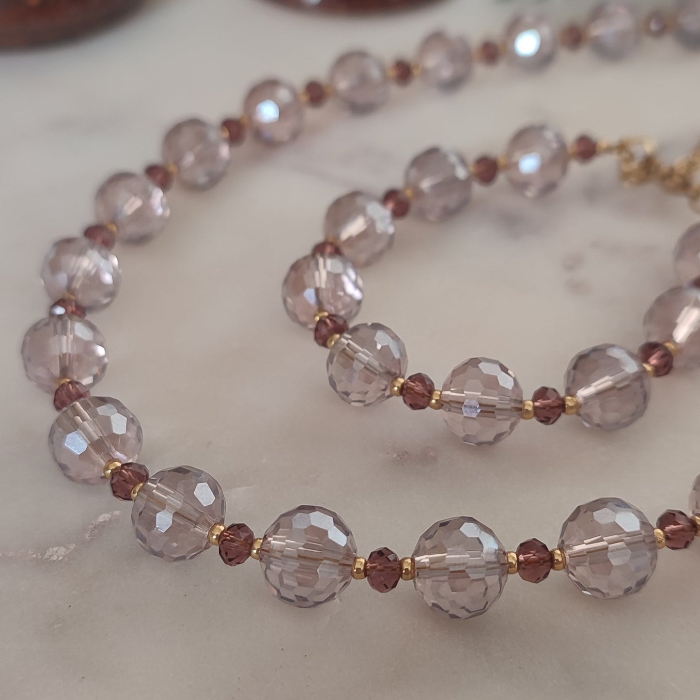 Collier Etincelle Mauve ; création