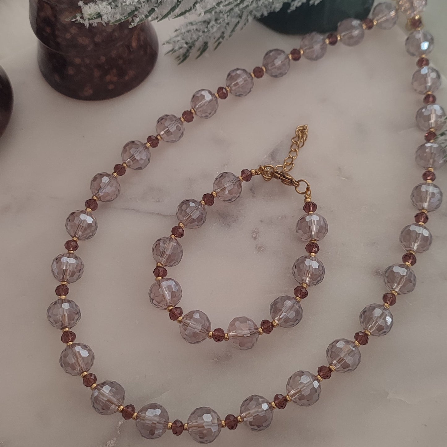 Collier Etincelle Mauve ; création
