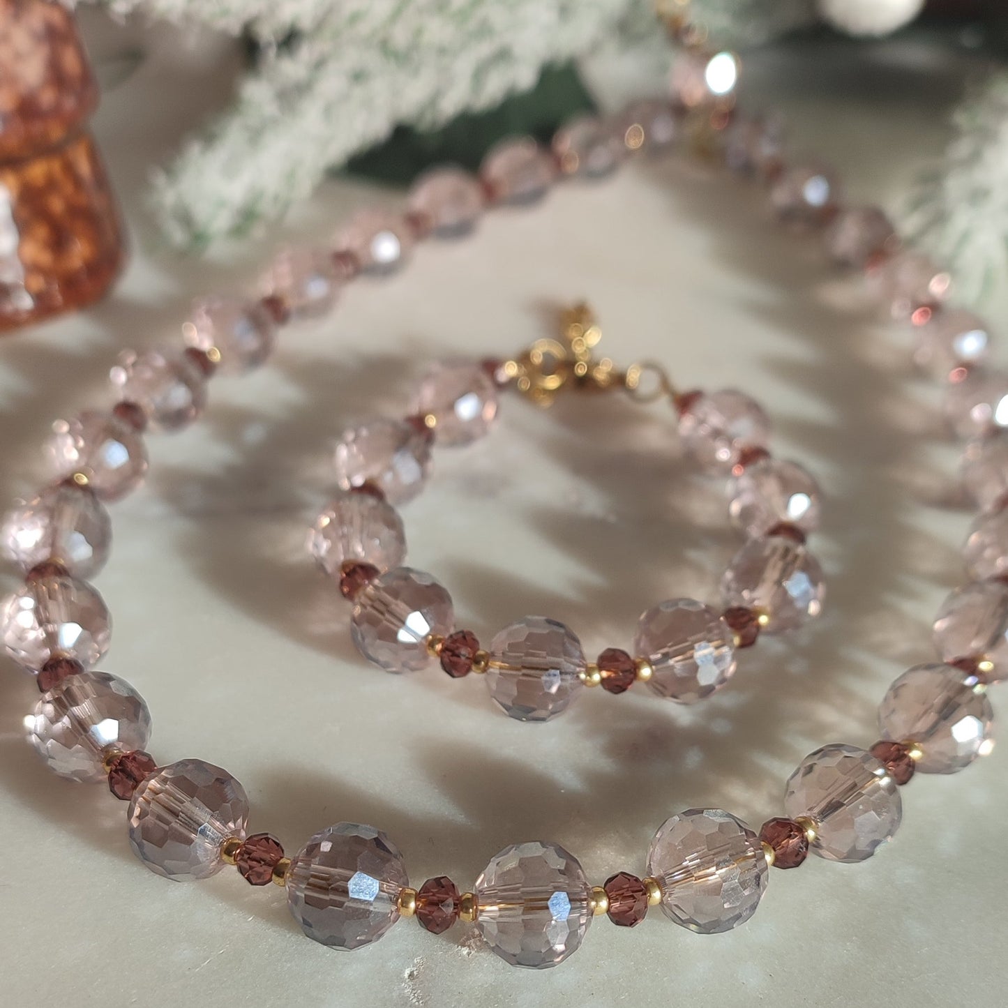 Collier Etincelle Mauve ; création