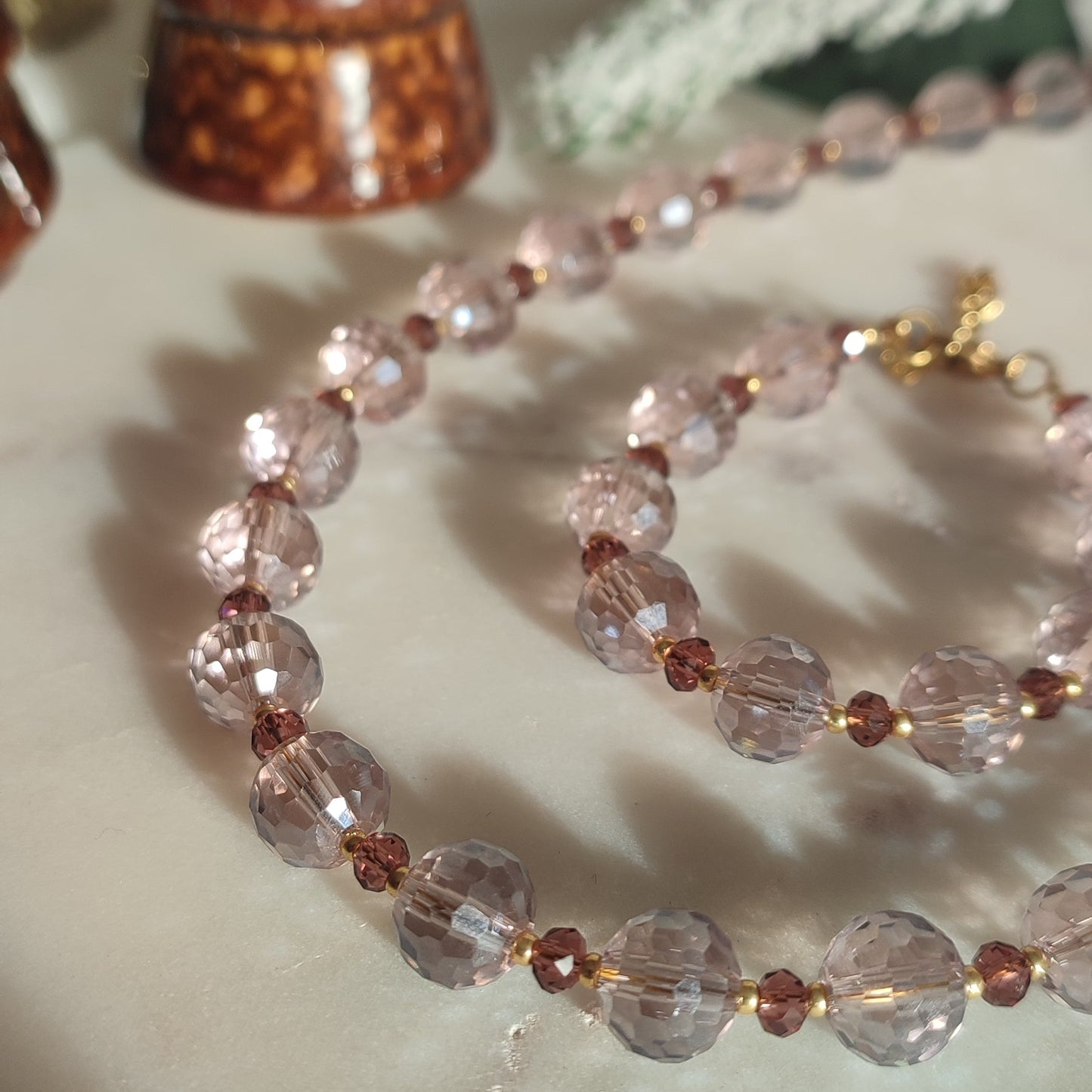 Collier Etincelle Mauve ; création