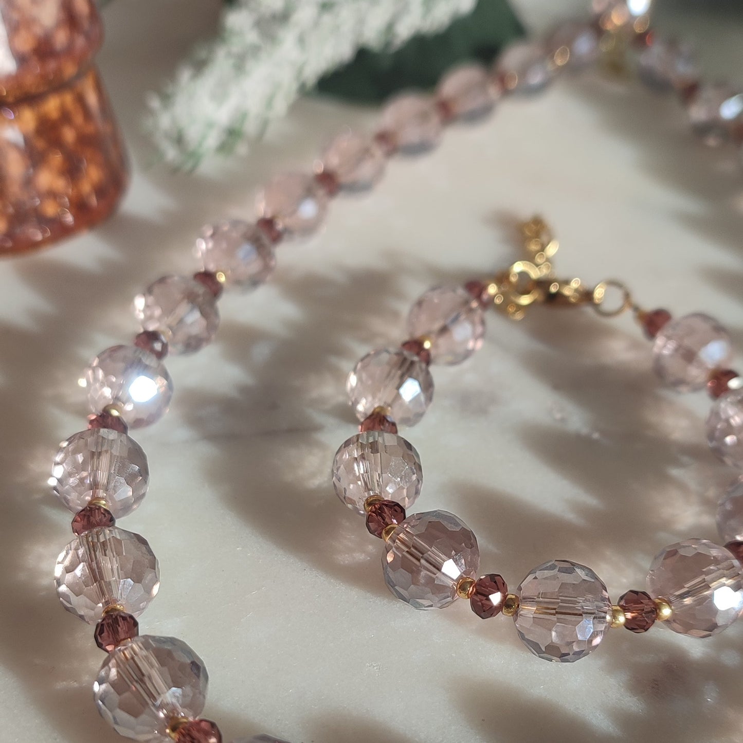 Collier Etincelle Mauve ; création