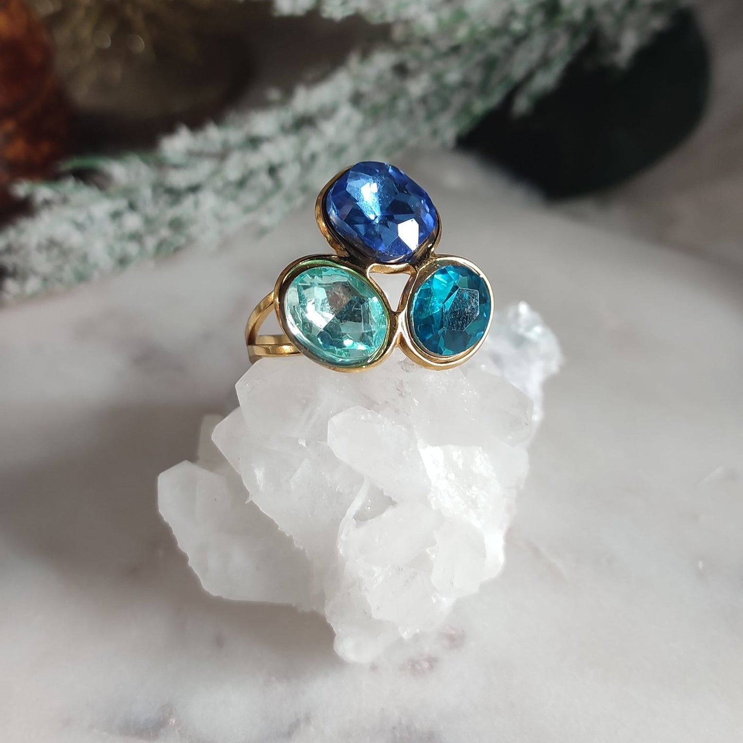 Bague trio de cristaux