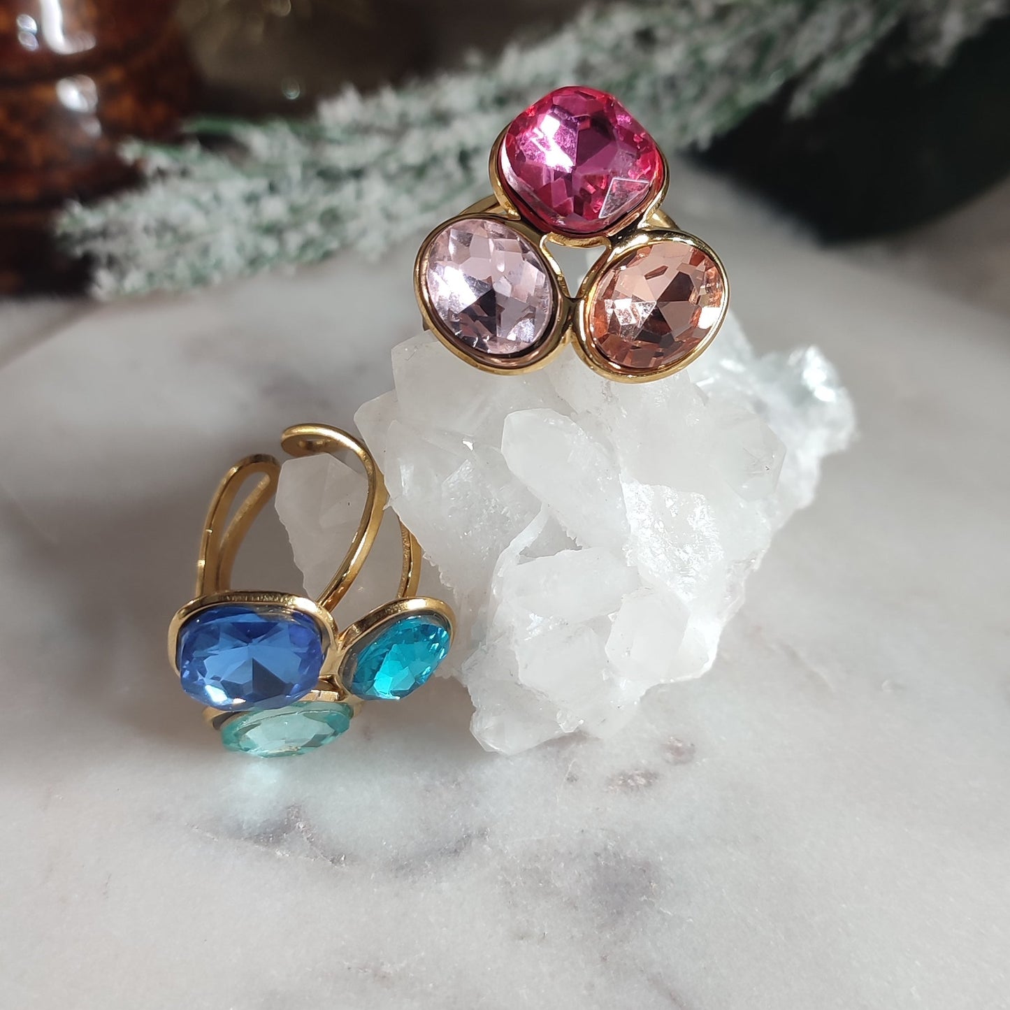 Bague trio de cristaux