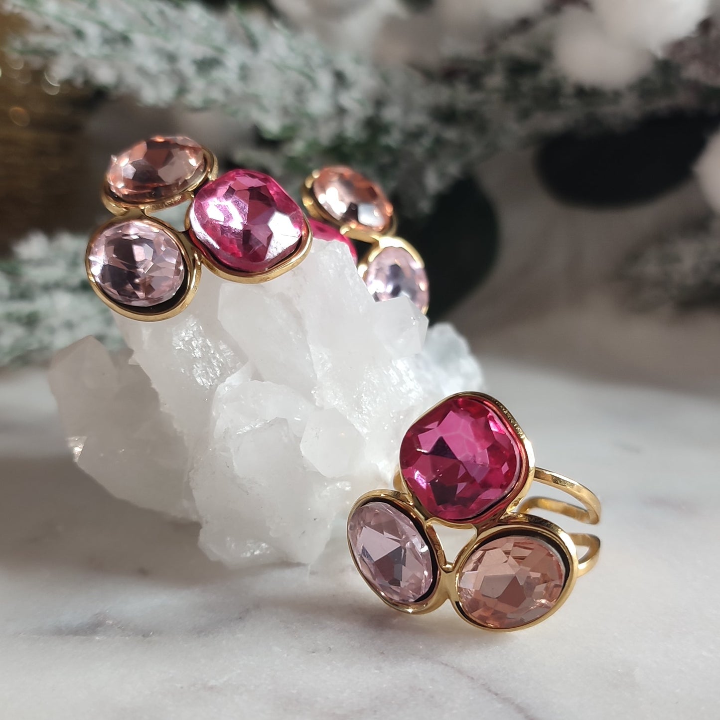 Boucles d'oreilles trio de cristaux