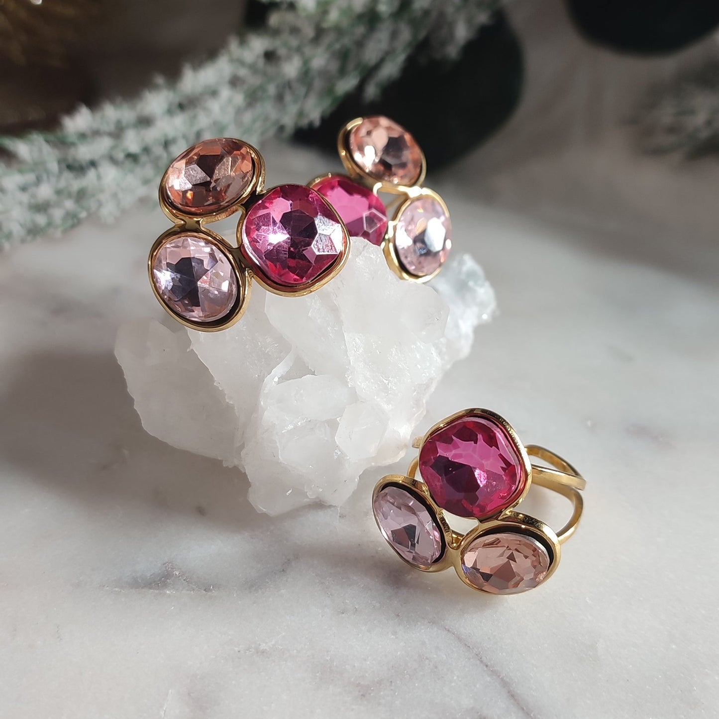 Boucles d'oreilles trio de cristaux