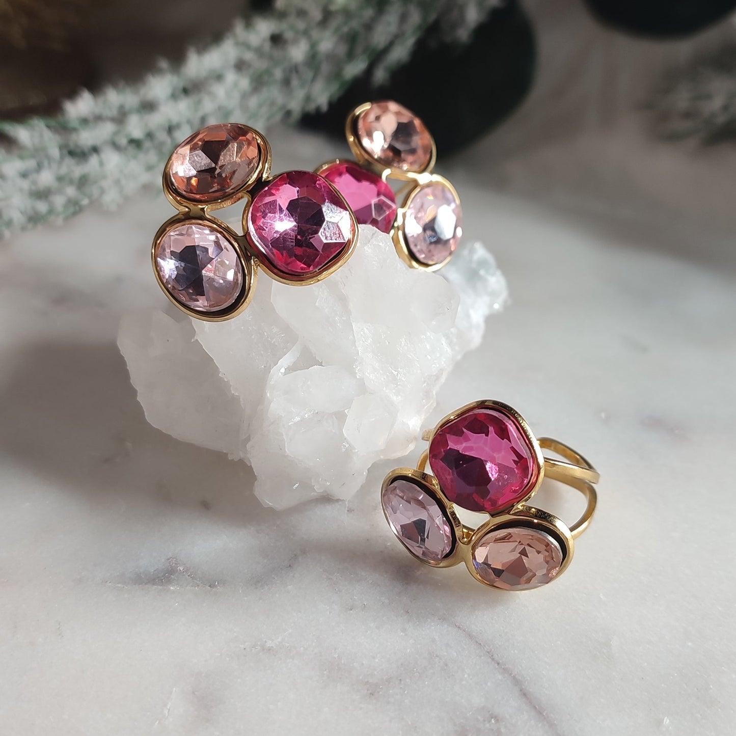 Bague trio de cristaux