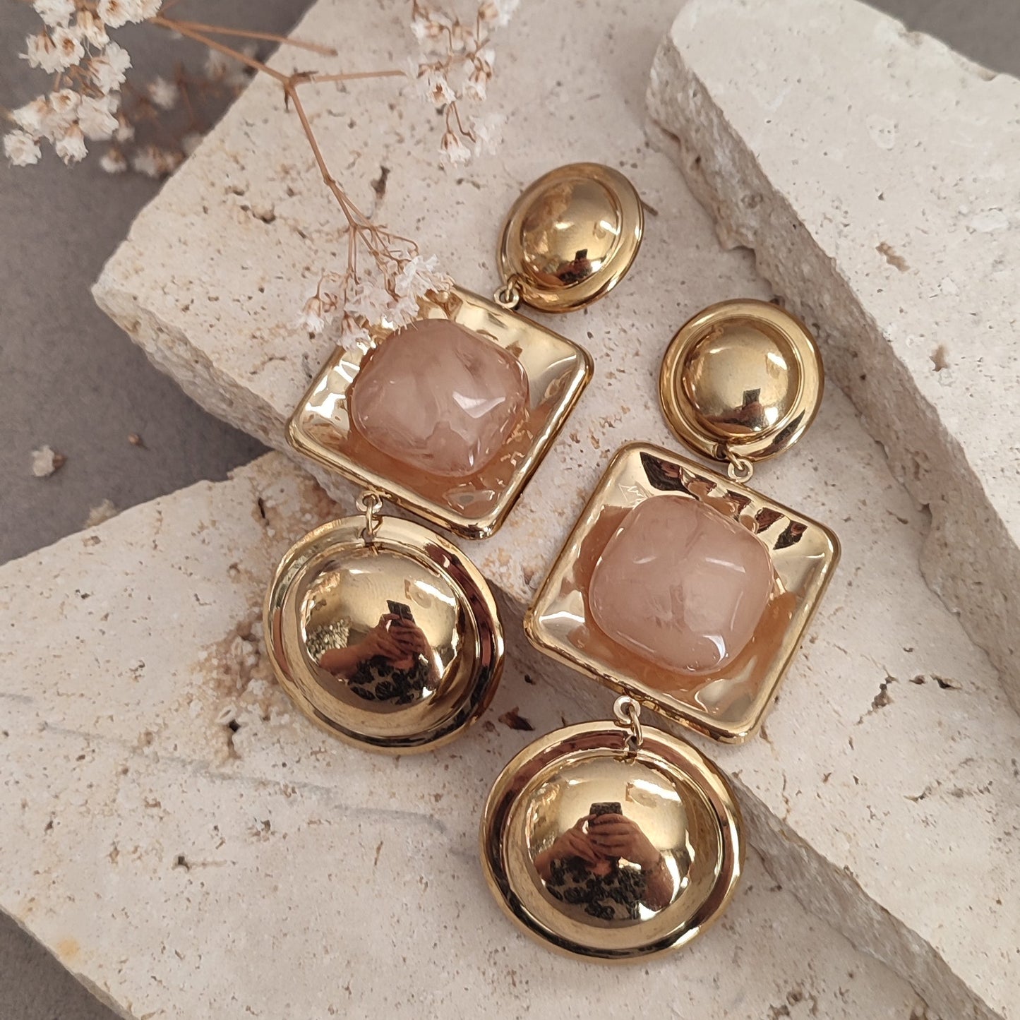 Boucles Hélèna beige ou rose