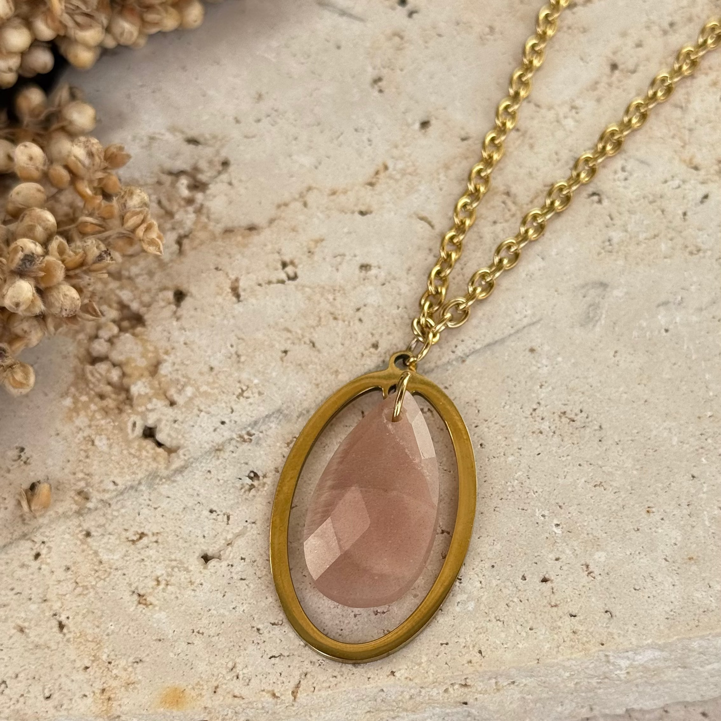 Collier Luna goutte ; création