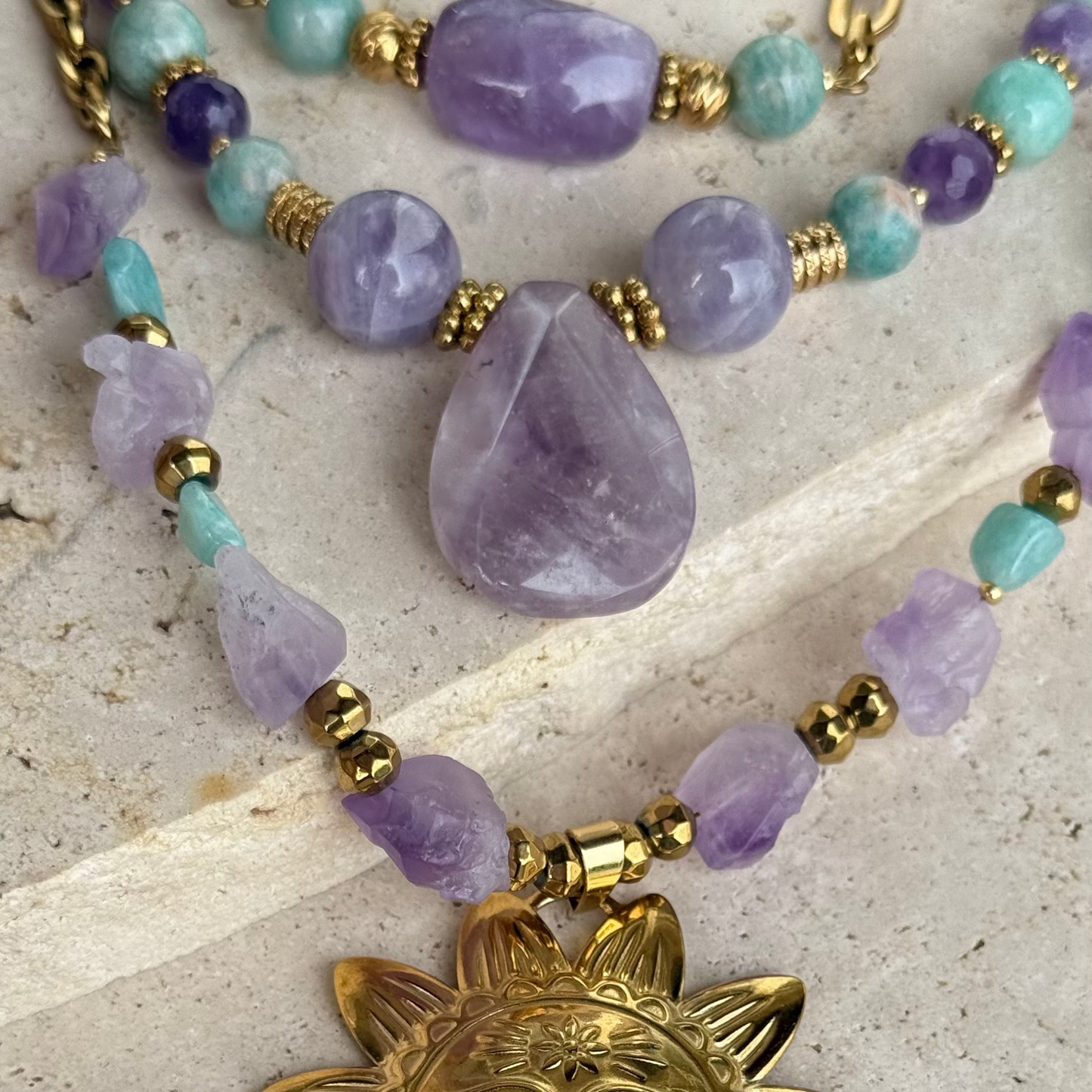 Collier Bahia goutte ; création