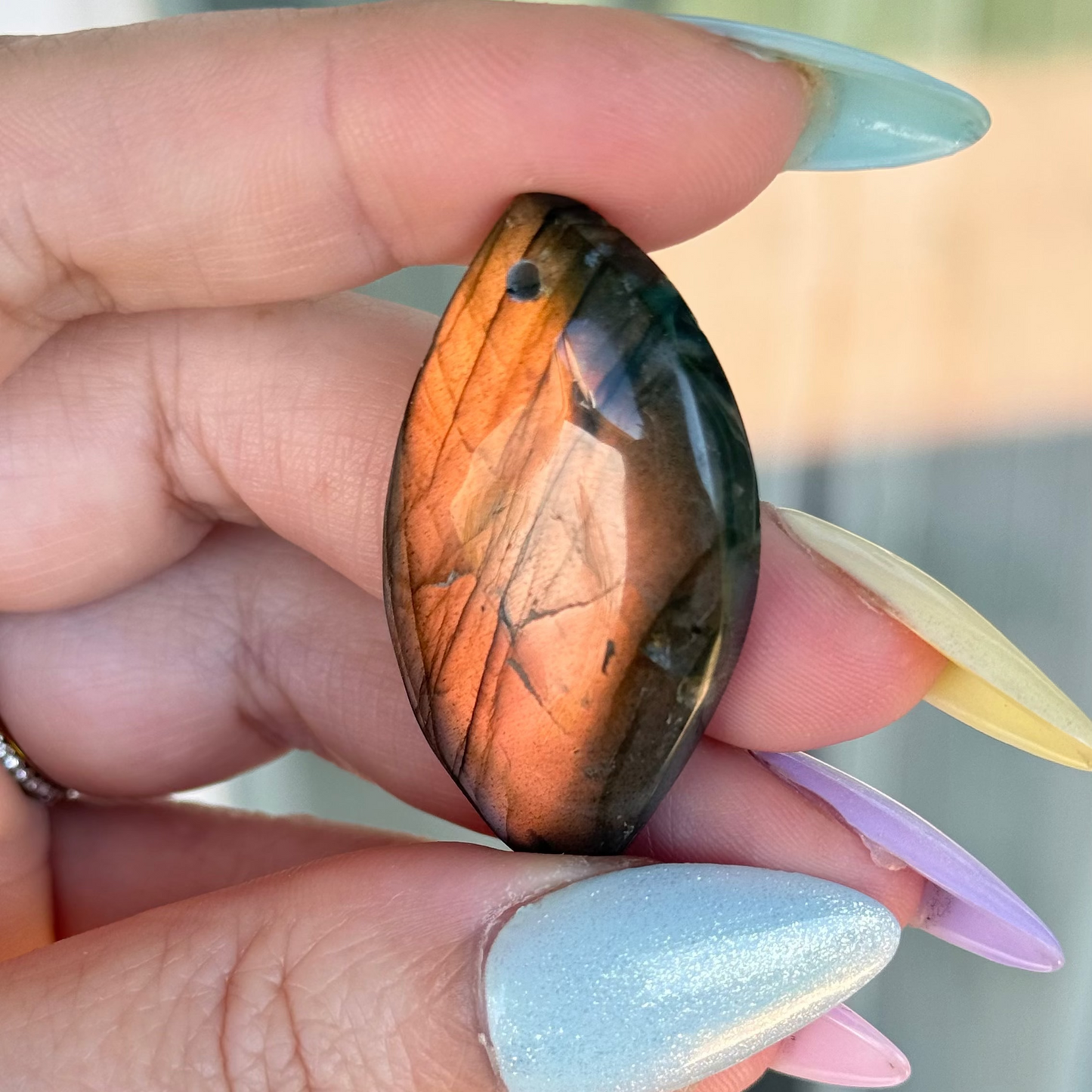 Pendentif labradorite reflet orange 43MM