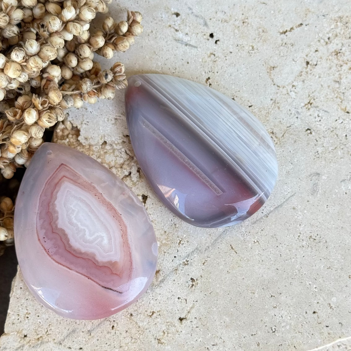 Pendentif agate botswana rose 50mm