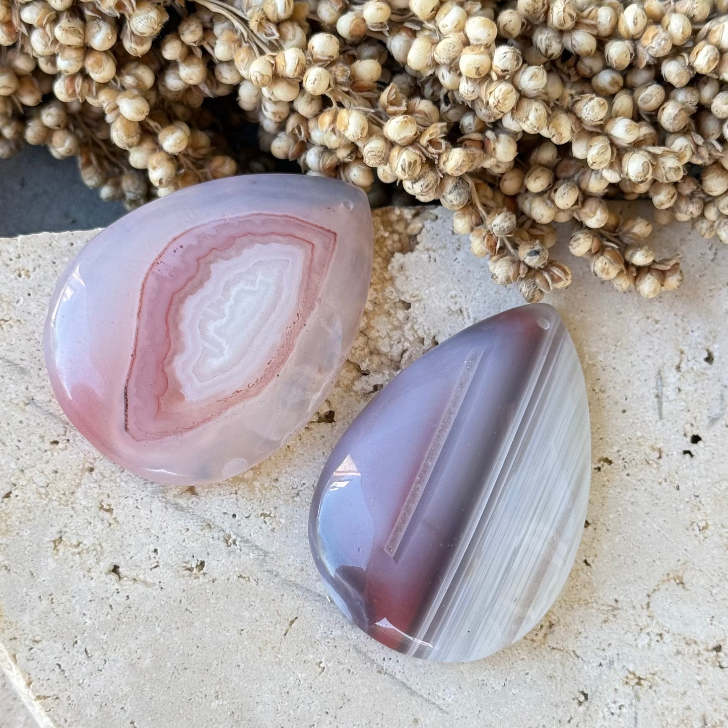 Pendentif agate botswana rose 50mm