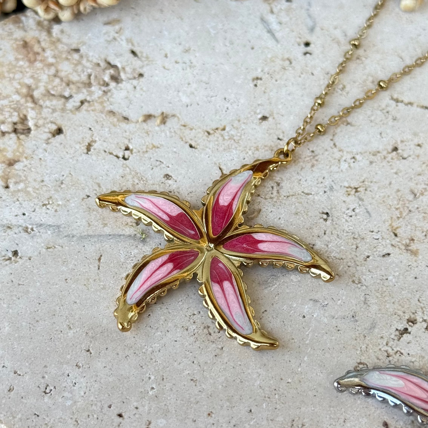 Collier Pink flower ; création