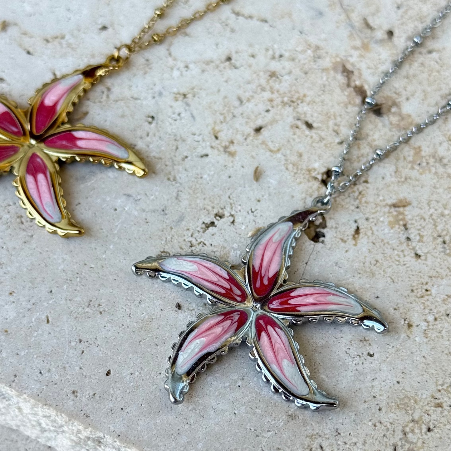 Collier Pink flower ; création