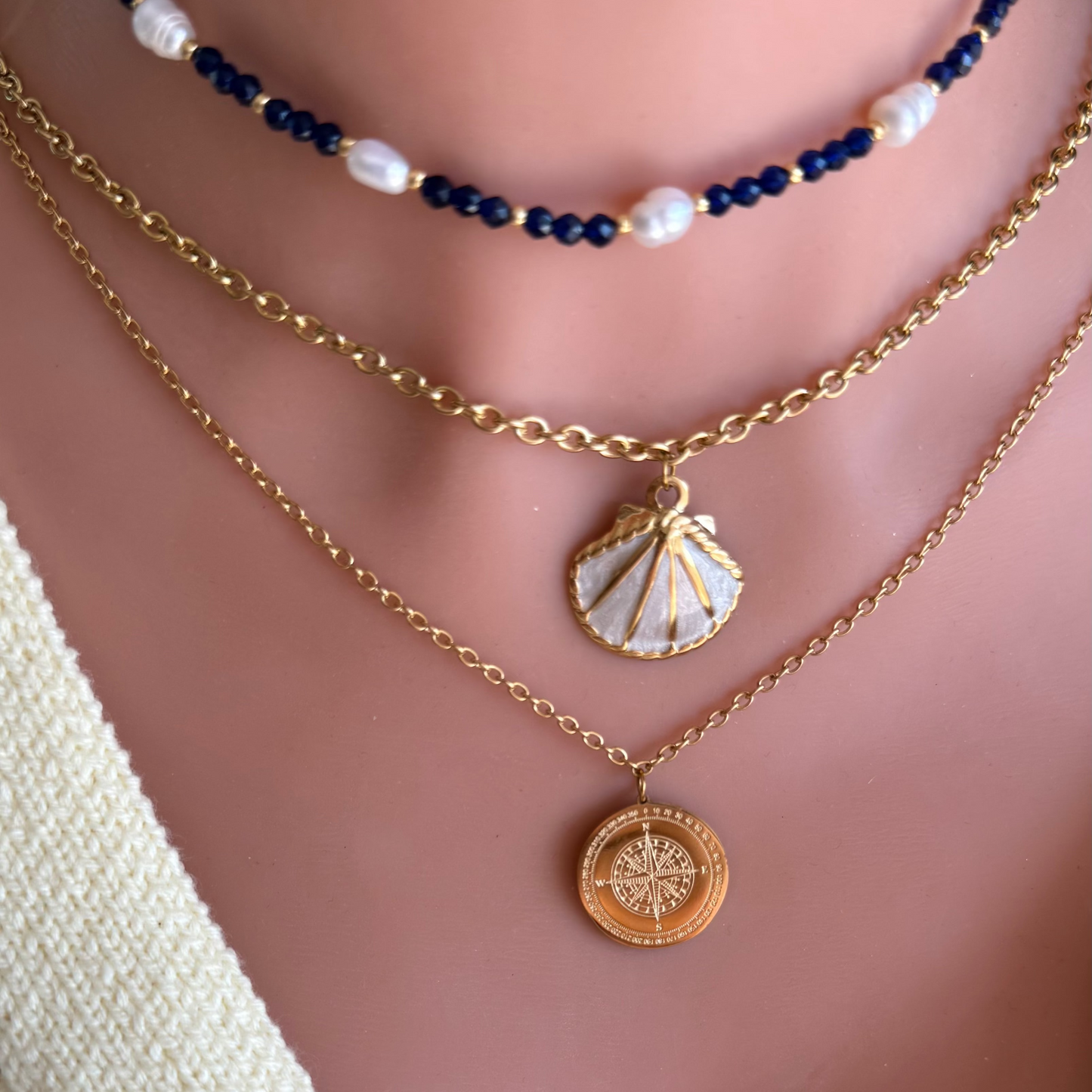 Collier Rose des vents  ; création