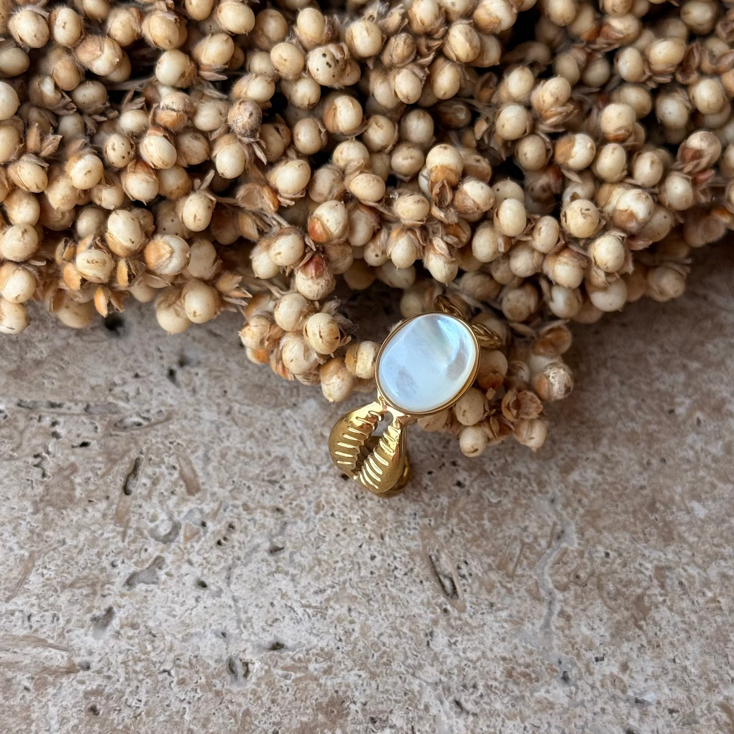 Bague cauri nacré