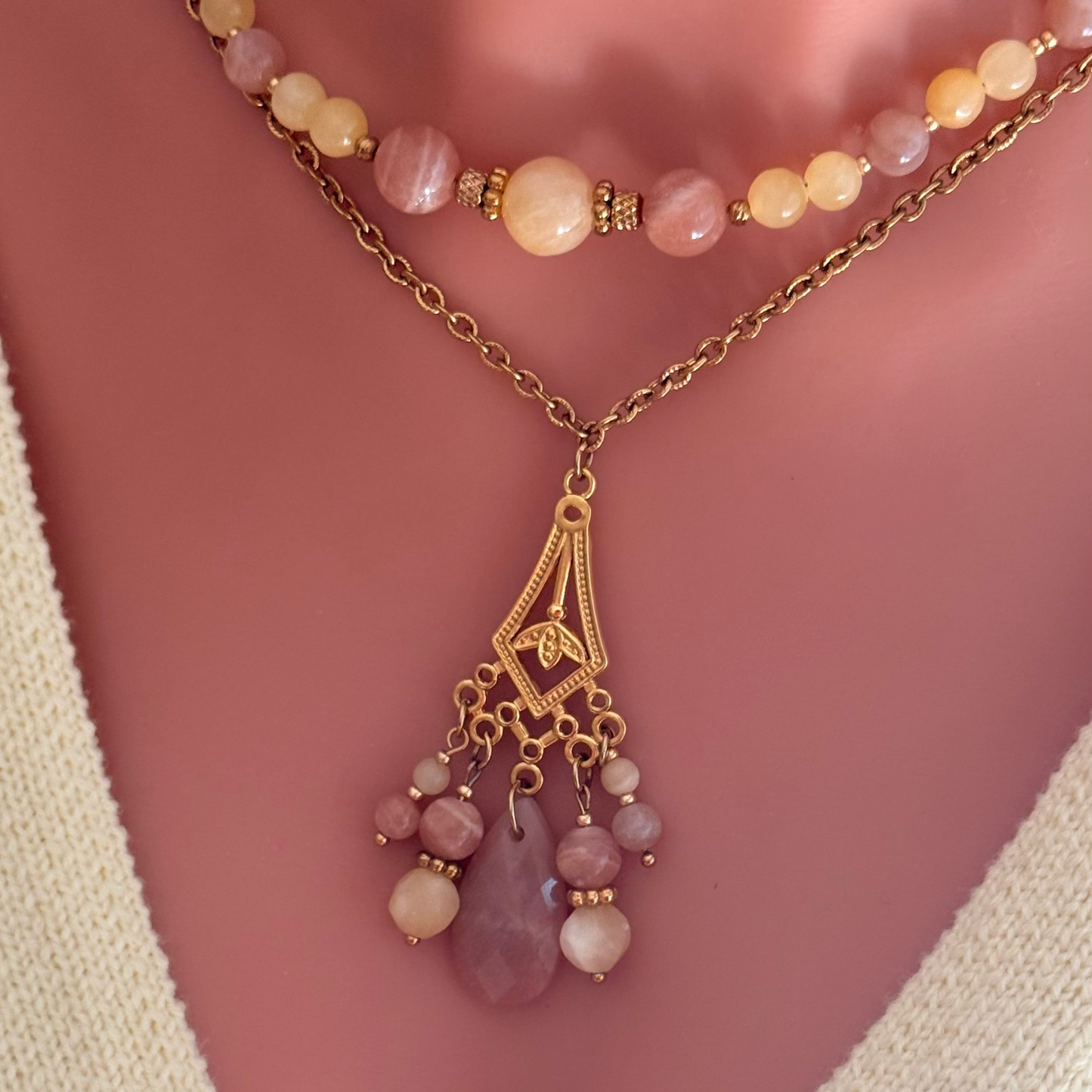Collier long  Soraya bohème ; création
