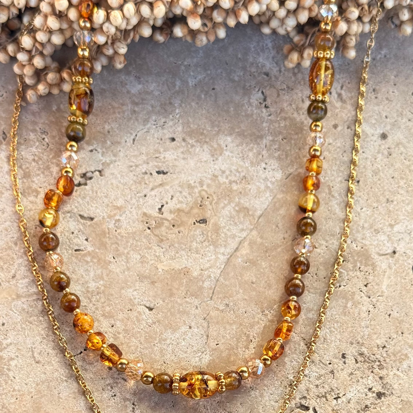 Collier Ambre ; Création
